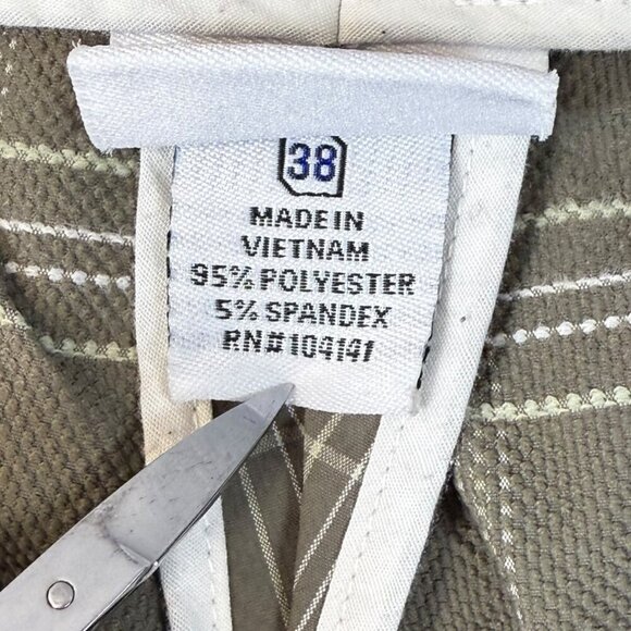 Slazenger Golf Shorts Mens Size 38 Tan Plaid Flat Front Pockets 11" Stretch - Picture 8 of 9